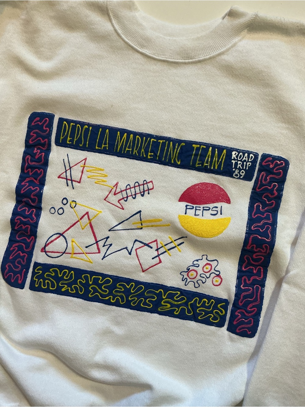 Vintage 1989 Pepsi LA Los Angeles Marketing Team Road Trip Painted Sweatshirt